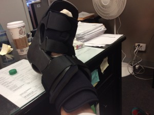 AFTER Laura showing off her new accessory at the office