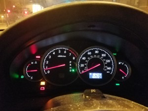 Tim's dashboard as his car died.